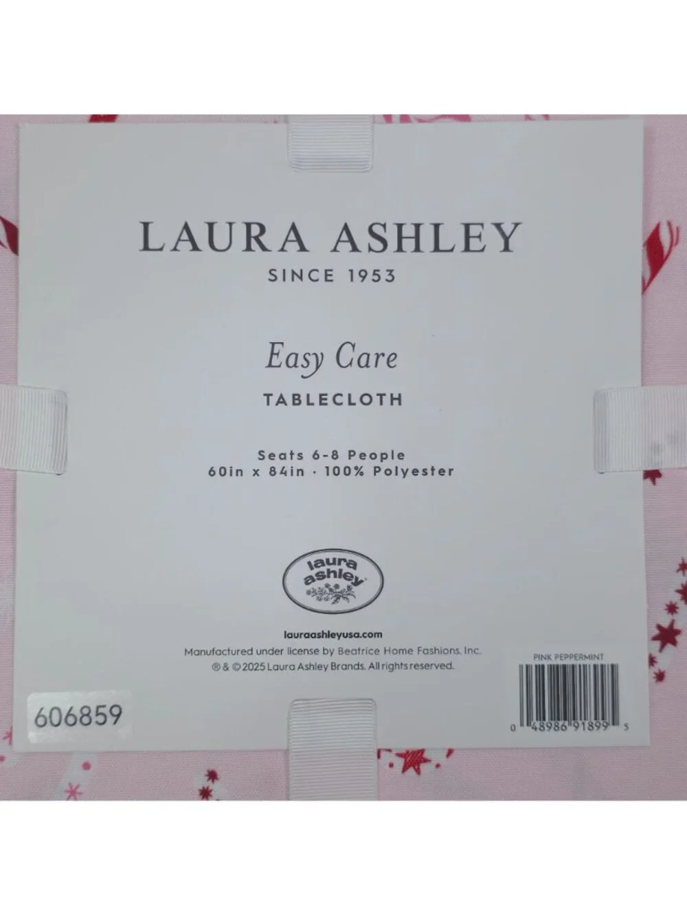 Laura Ashley Pink Peppermint Easy Care Tablecloth 60